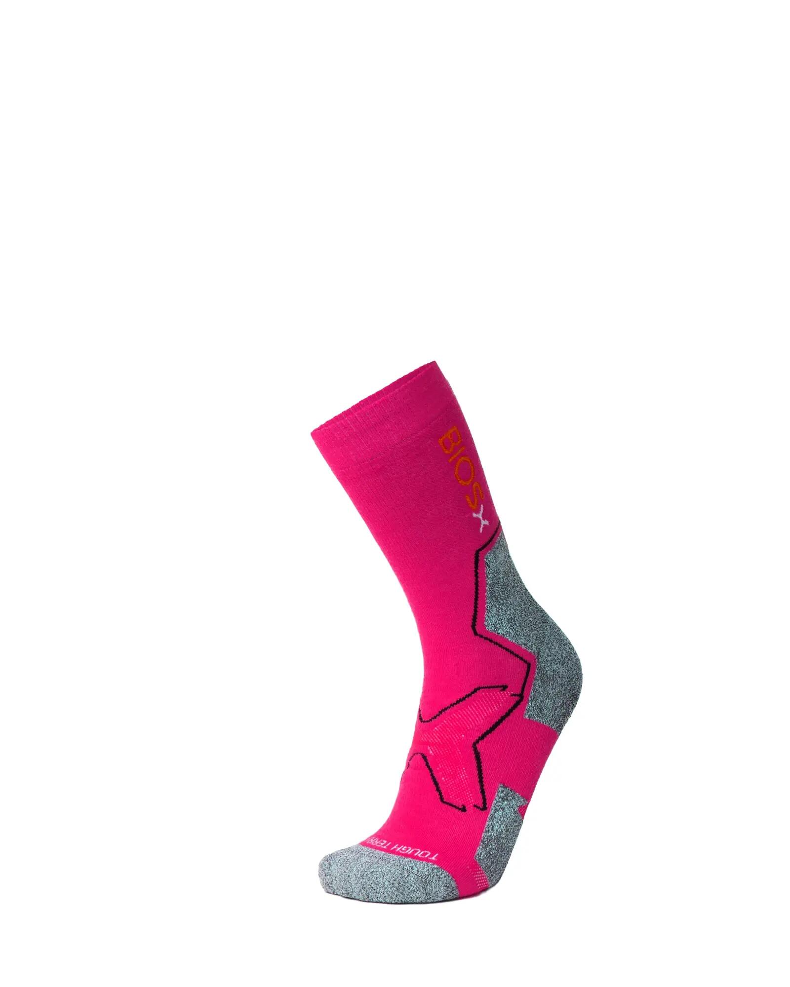 BIOSx Work Hiking Compression Socks Merino Wool Bamboo Neon Pink