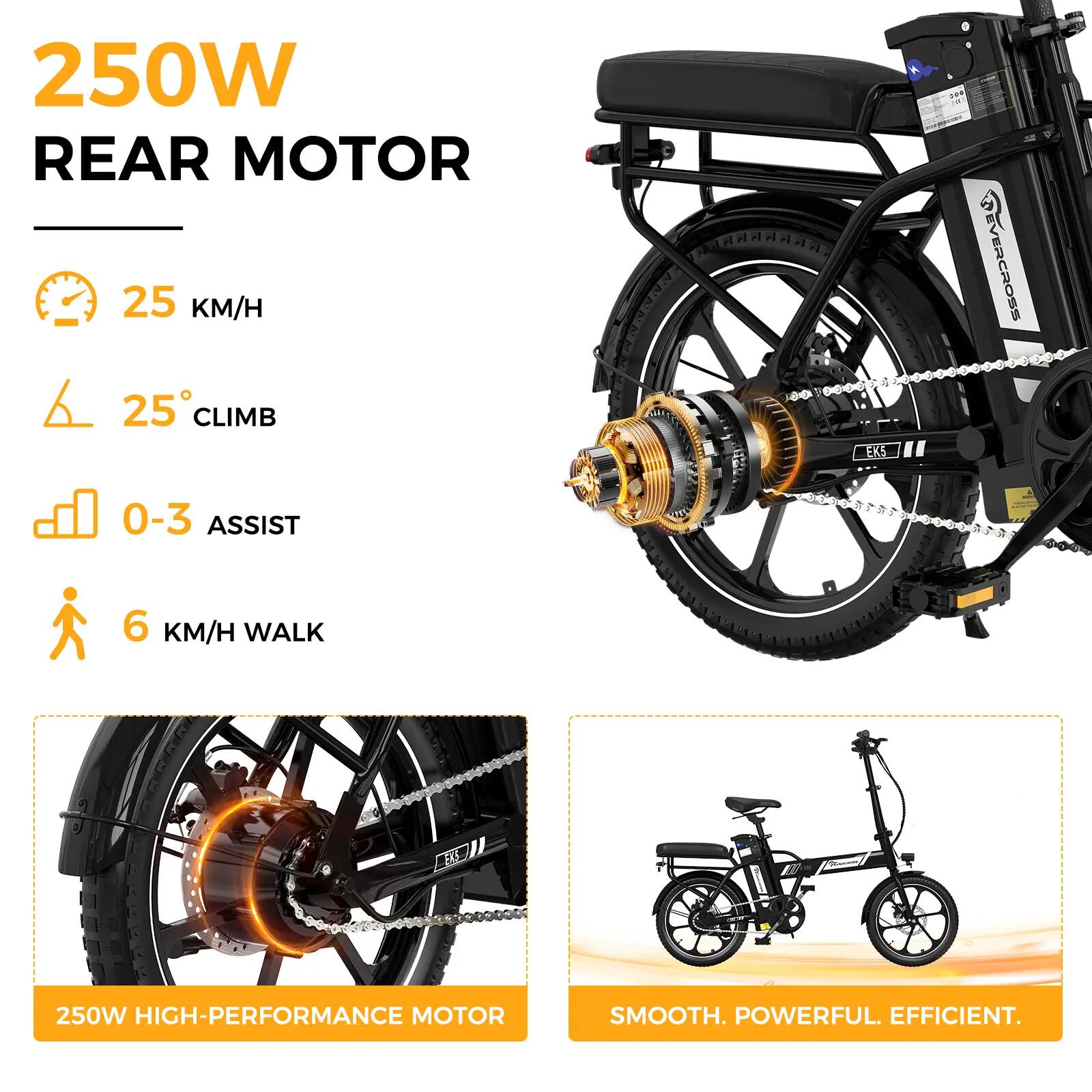 Elektrische vouwfiets 16" 250W 13Ah 25 km/u EK5 compact stadsfiets 14/15