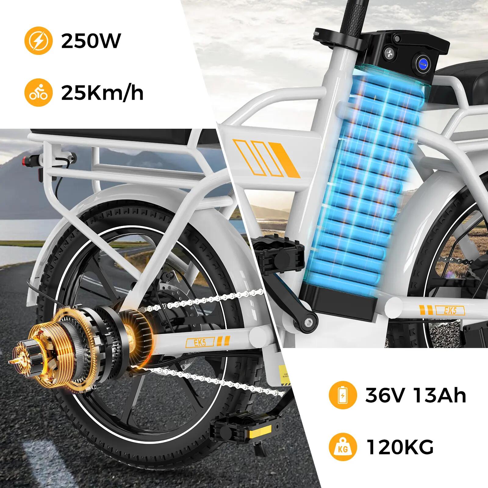 Vélo Électrique Pliable 250W Compact et Léger – EVERCROSS EK5 Blanc 8/16