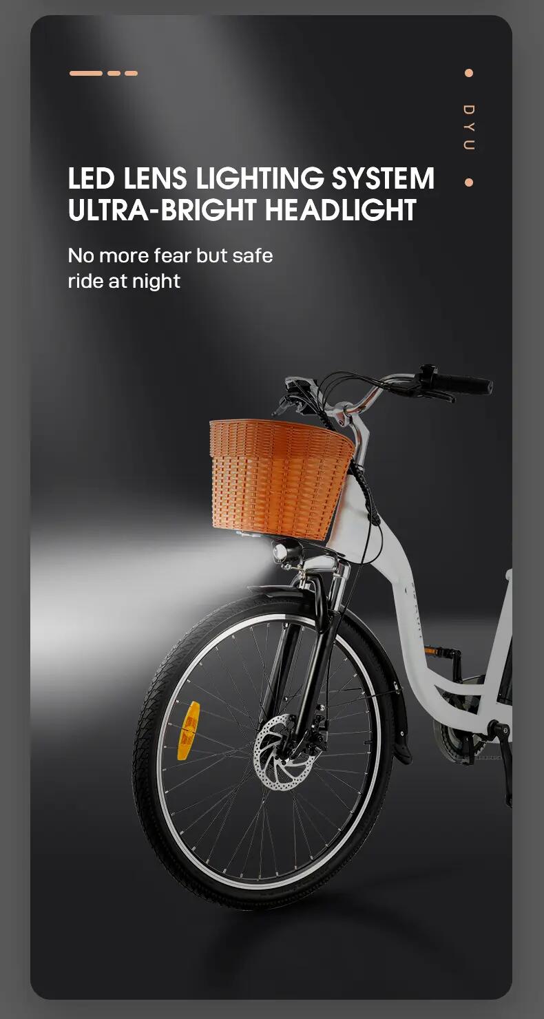 DYU C6 City Electric Bike Cruiser Ebike 26" 14/15