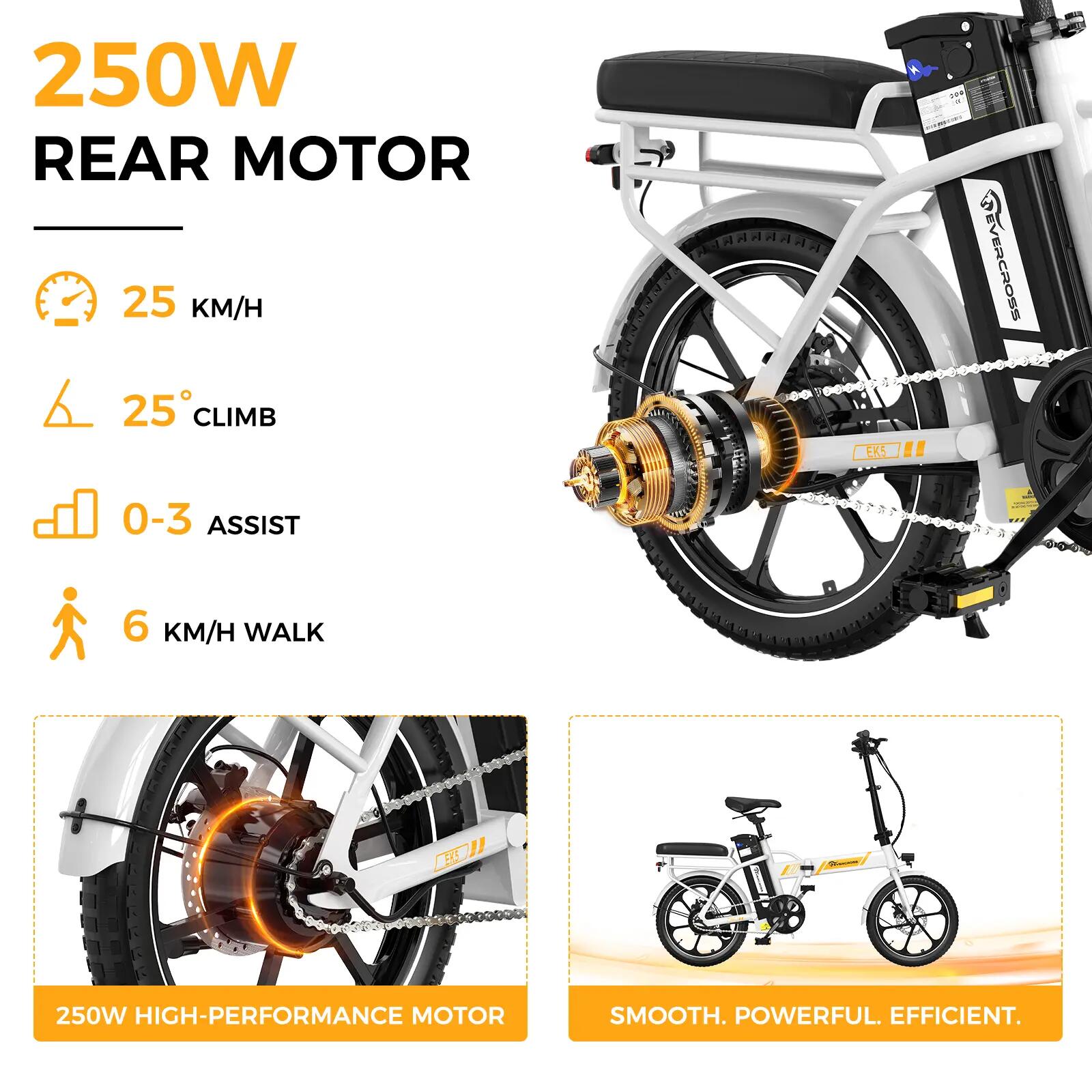 Vélo Électrique Pliable 250W Compact et Léger – EVERCROSS EK5 Blanc 9/16