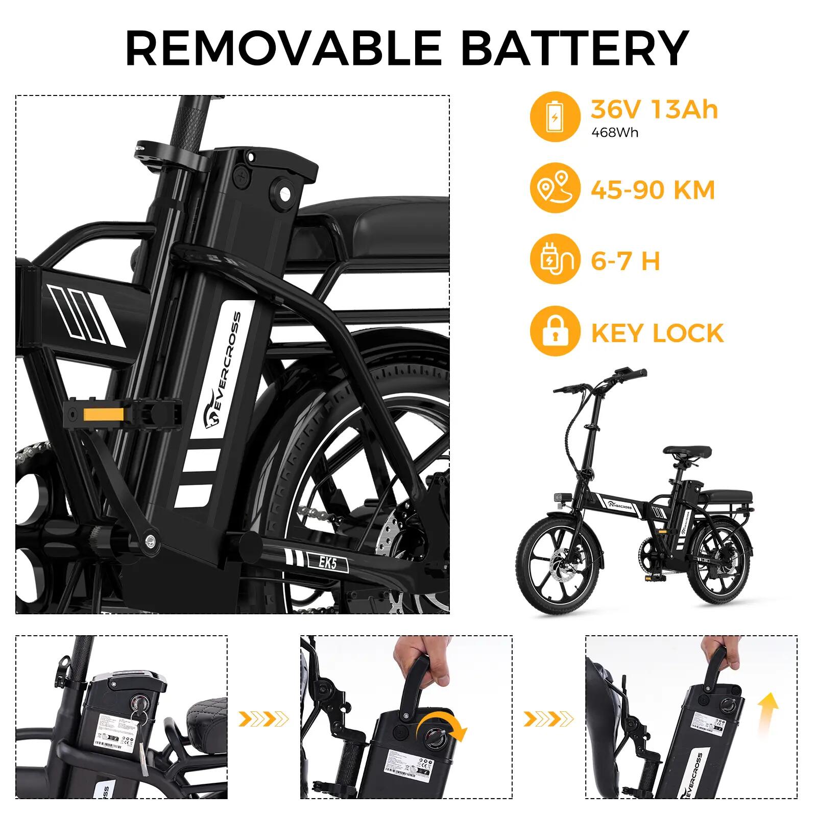 Elektrische vouwfiets 16" 250W 13Ah 25 km/u EK5 compact stadsfiets 3/15