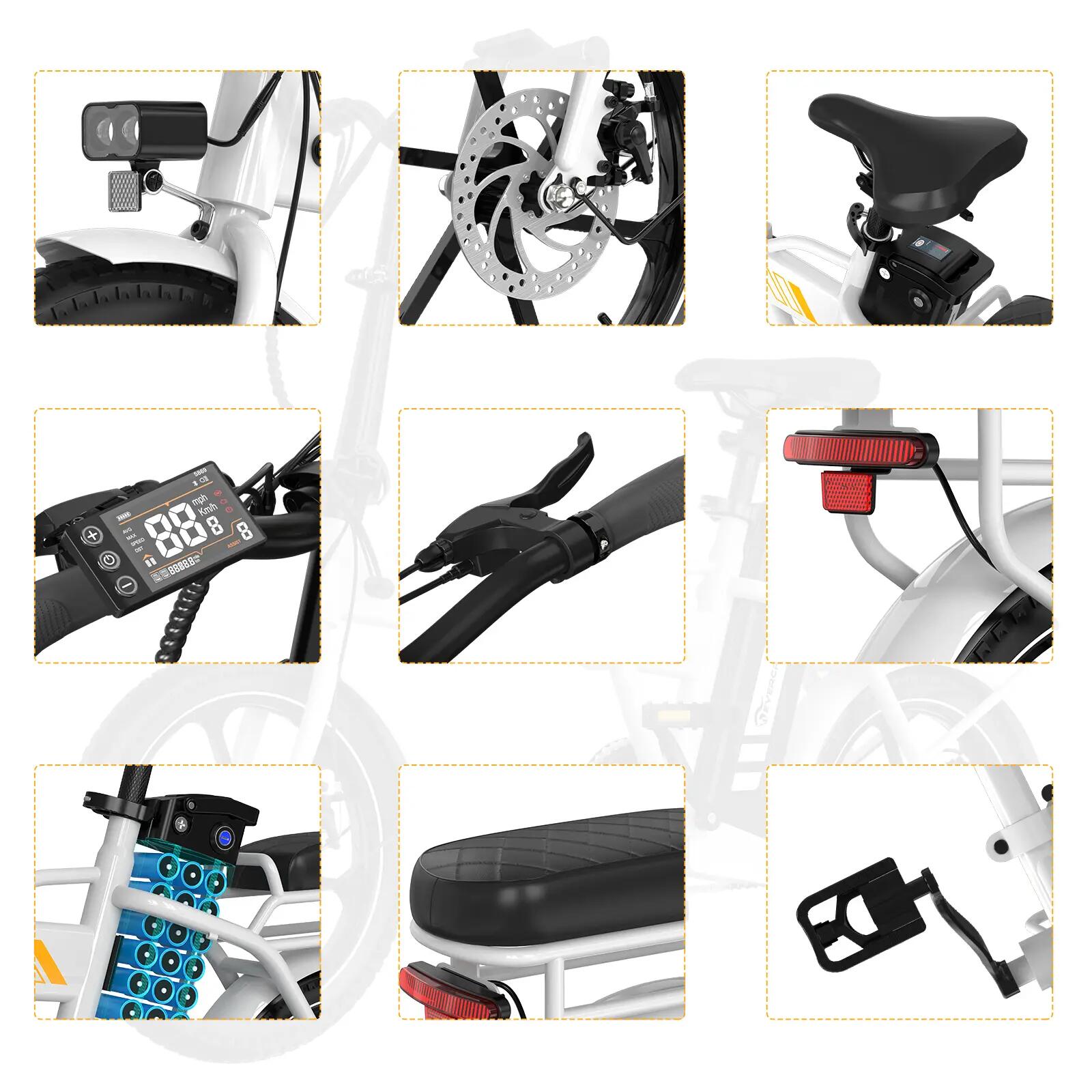 Bicicleta elétrica dobrável 16" 250W 13Ah EK5 urbana compacta com bidão 12/15