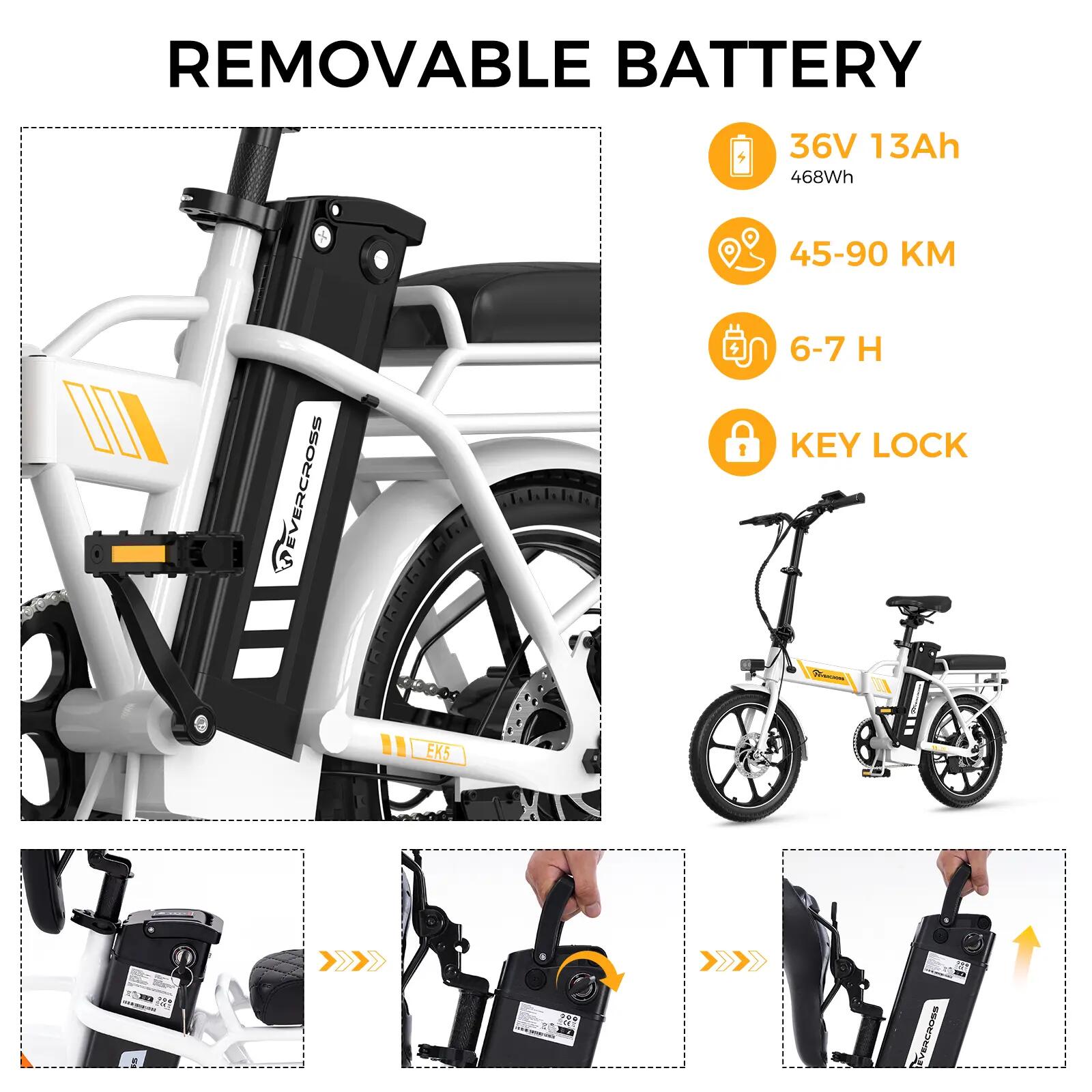 Vélo électrique pliant 16" 250W 13Ah 25 km/h EK5 compact urbain 3/15