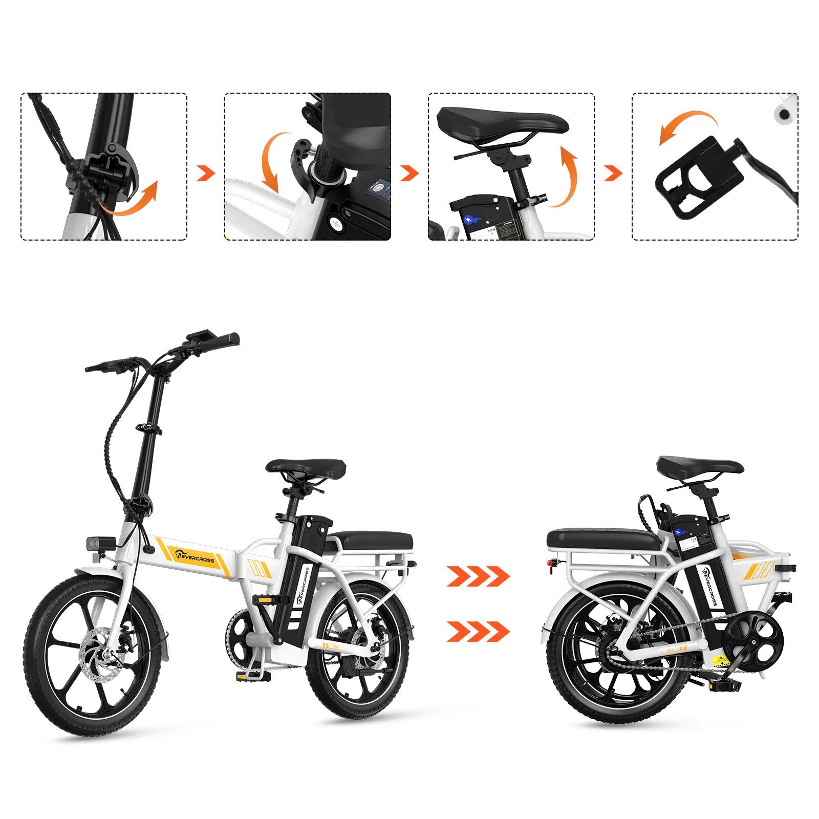 Vélo Électrique Pliable 250W Compact et Léger – EVERCROSS EK5 Blanc 14/16
