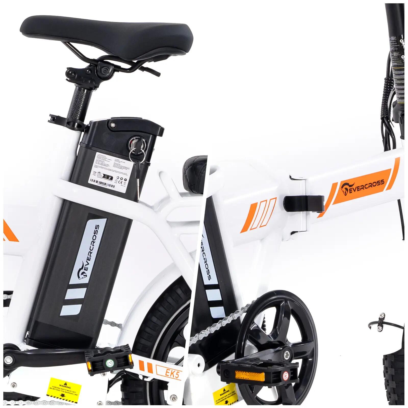 Vélo Électrique Pliable 250W Compact et Léger – EVERCROSS EK5 Blanc 12/16