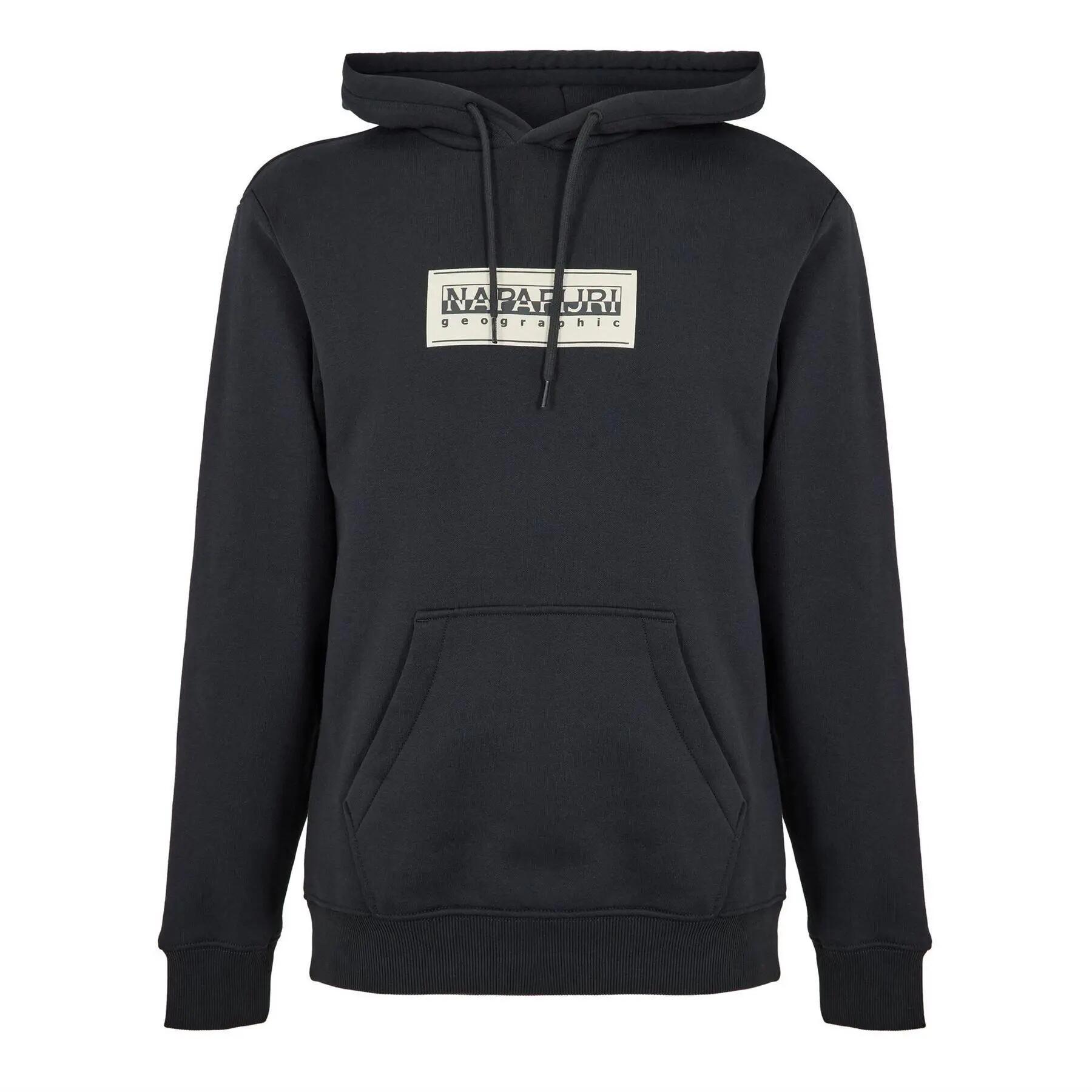 Napapijri Mens Box Logo Cotton Loose Fit Hoodie