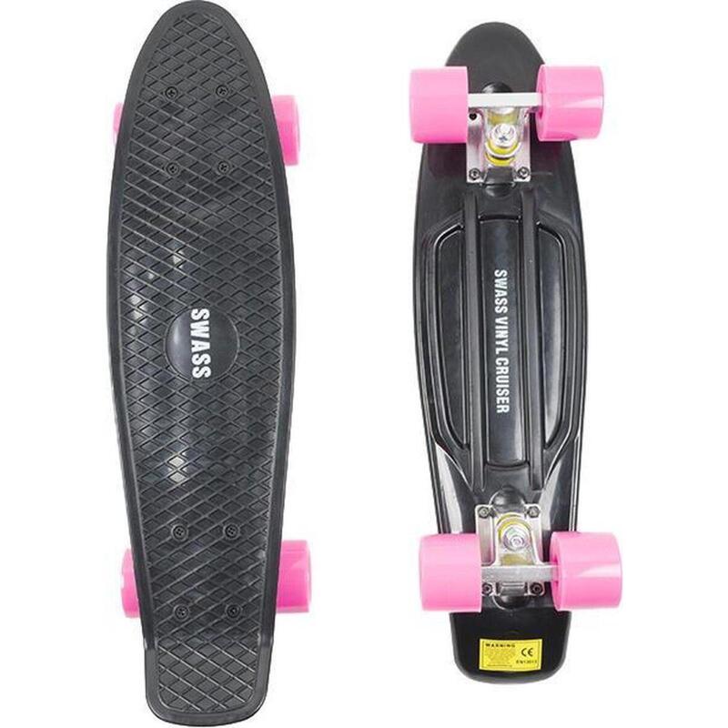 Vinyl Cruiser Skateboard Retro - schwarz/rosa