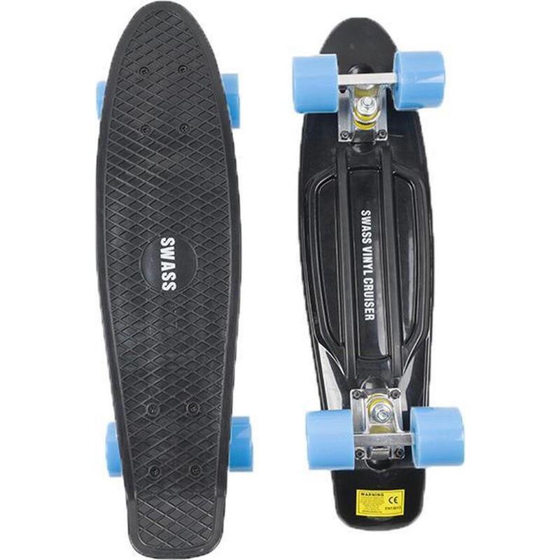 Vinyl Cruiser Skateboard Retro -noir/bleu