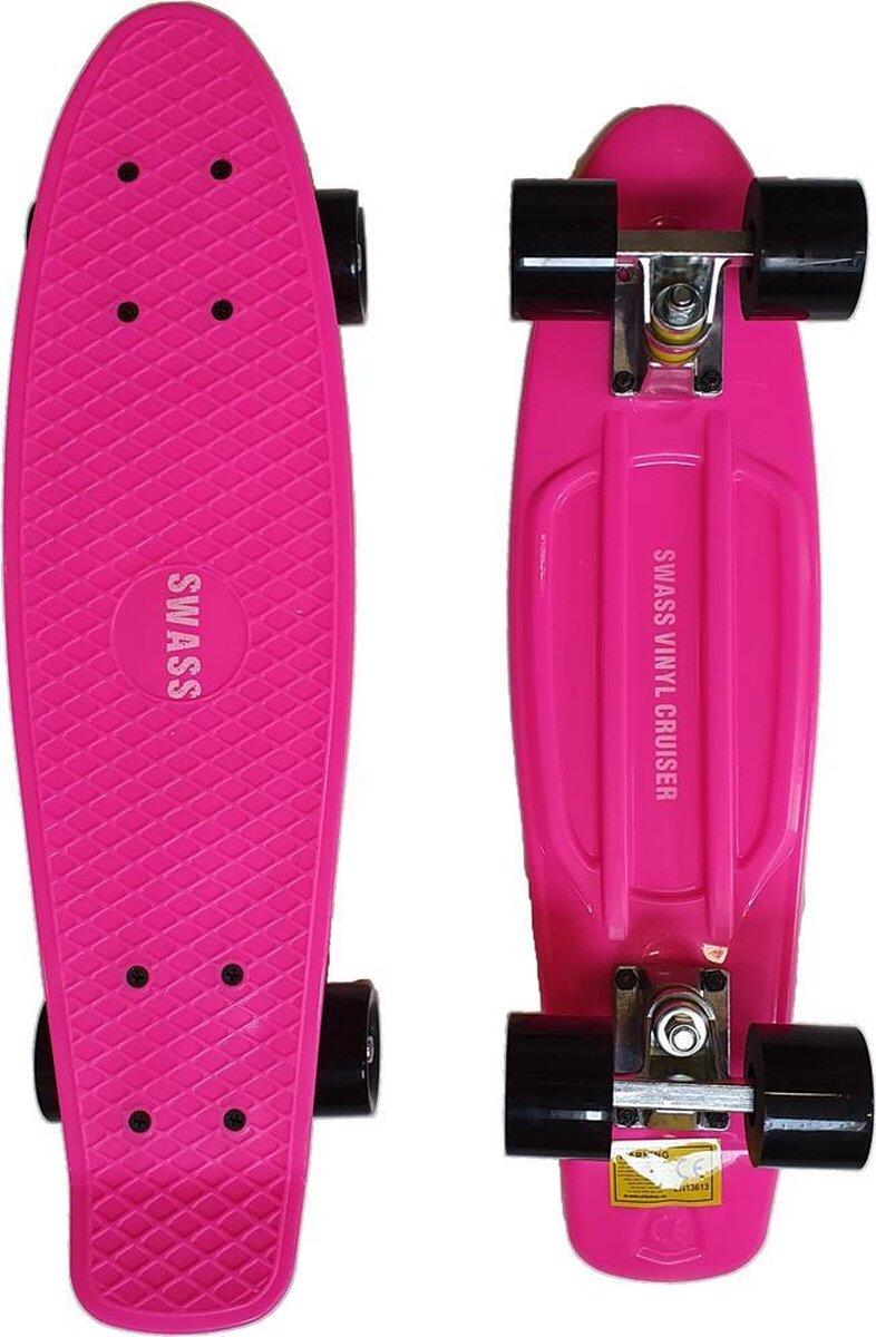 SWASS Vinyl Cruiser Skateboard Retro - roze/zwart