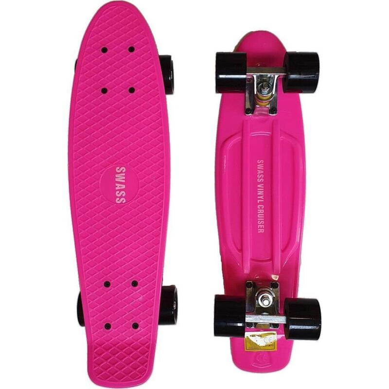 Vinyl Cruiser Skateboard Retro - roze/zwart