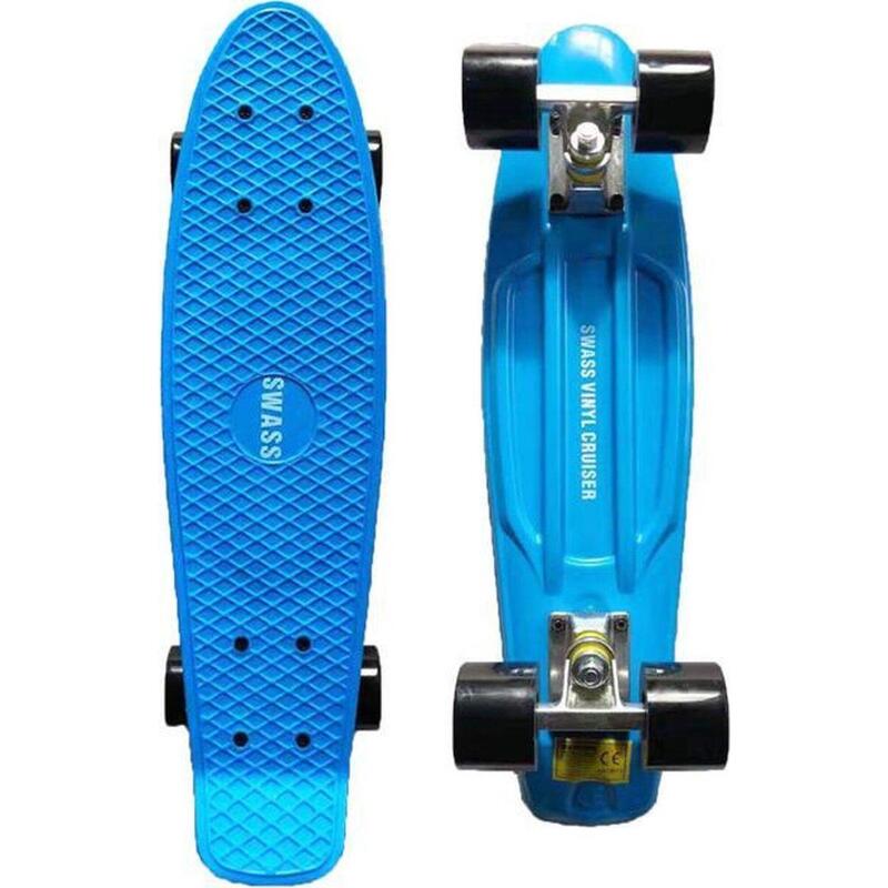 Vinyl Cruiser Skateboard Retro - blauw/zwart