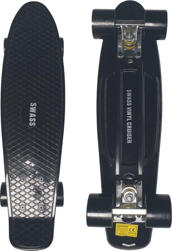 SWASS Vinyl Cruiser Skateboard Retro - zwart/zwart
