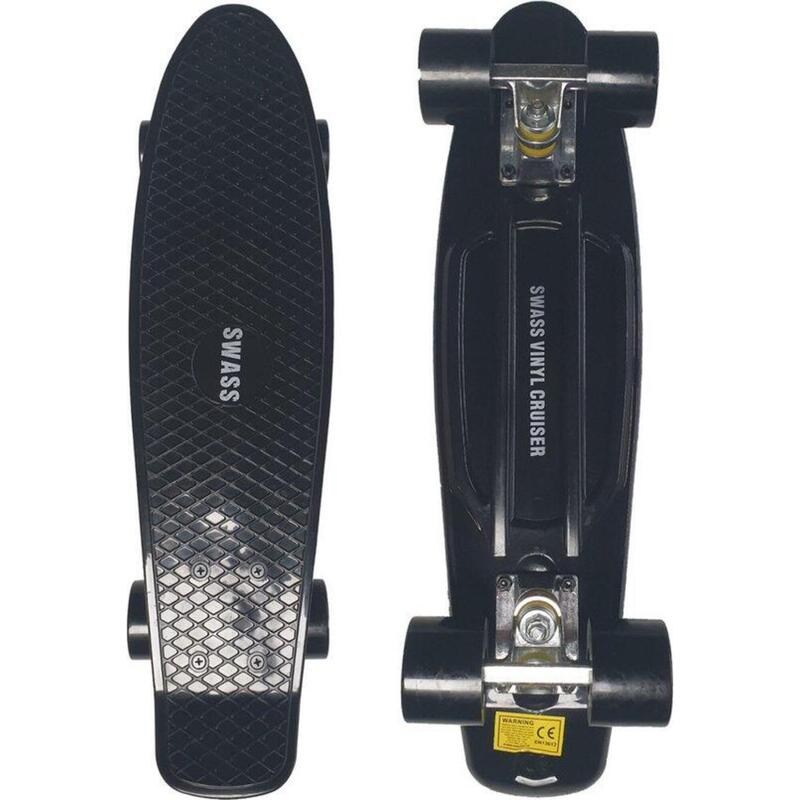 Vinyl Cruiser Skateboard Retro - schwarz/schwarz