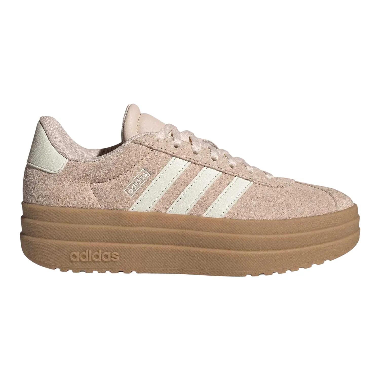Adidas Girls Court Bold 3 Stripes Leather Platform Trainers
