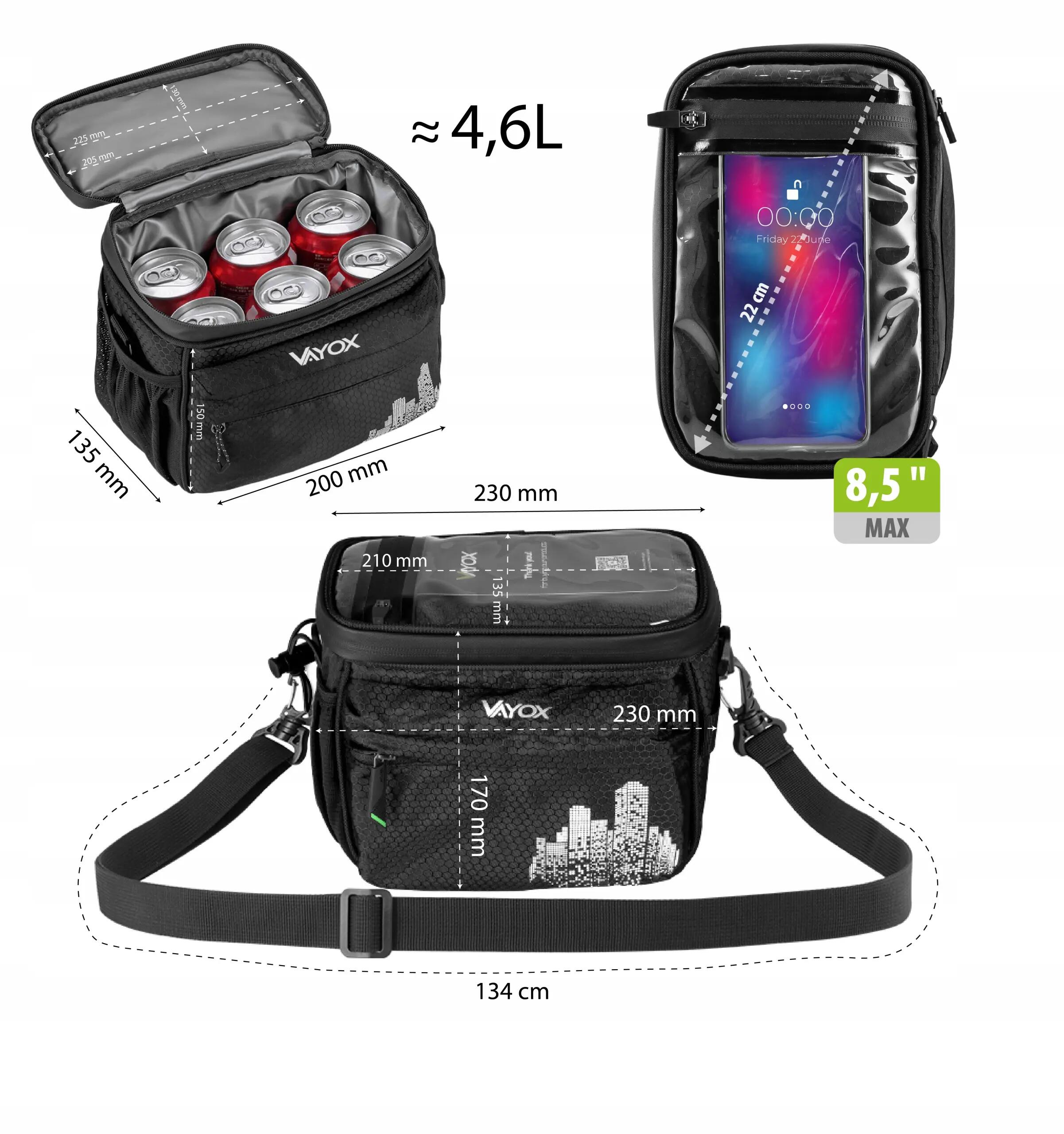 Stuurfietstas VAYOX VA0167 met telefoonhoesje 4.6l 14/16
