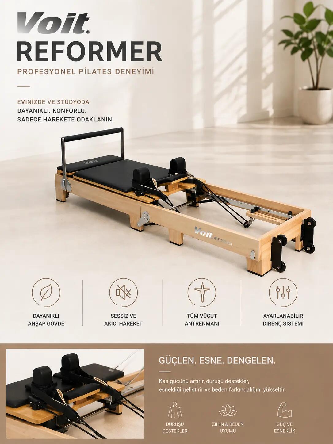 Voit Ahşap Reformer Pilates Aleti 2/2