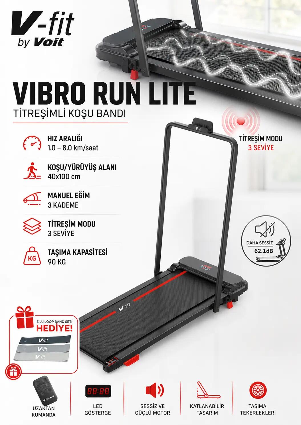 Voit V-Fit by Vibro Run Titreşimli Koşu Bandı / Loop Bant Seti Hediyeli 3/7