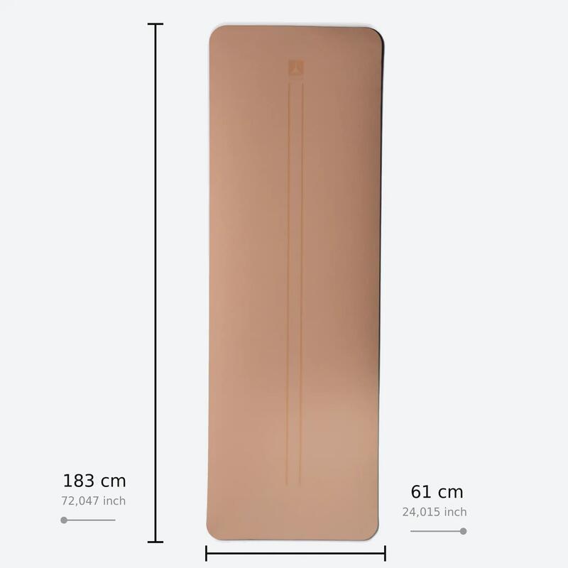 Rebuwo Çift Çizgi Tasarım TPE Yoga ve Pilates Egzersiz Matı 5 mm - Pudra
