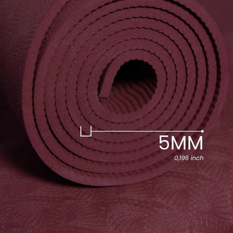 Rebuwo XL TPE Yoga ve Pilates Egzersiz Matı 5 mm - Gül Kurusu