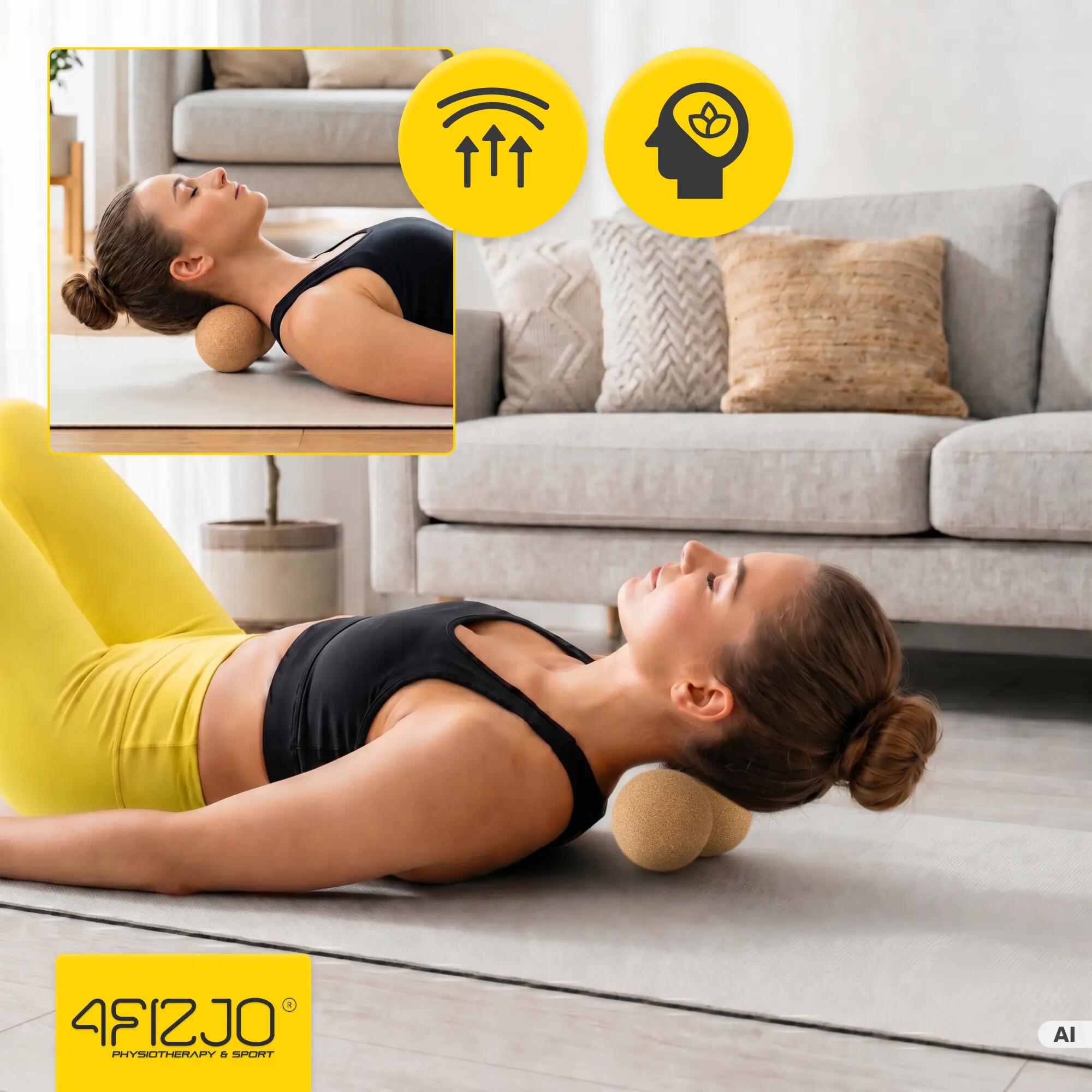 Podwójna korkowa piłka do masażu pleców i kręgosłupa 4FIZJO 3/11