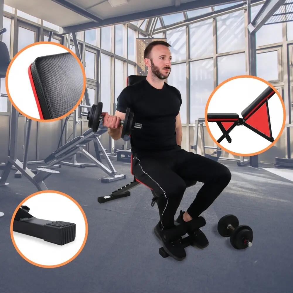 Banc de musculation 120 kg Pliable réglable en hauteur 118x32x116 cm 6/8