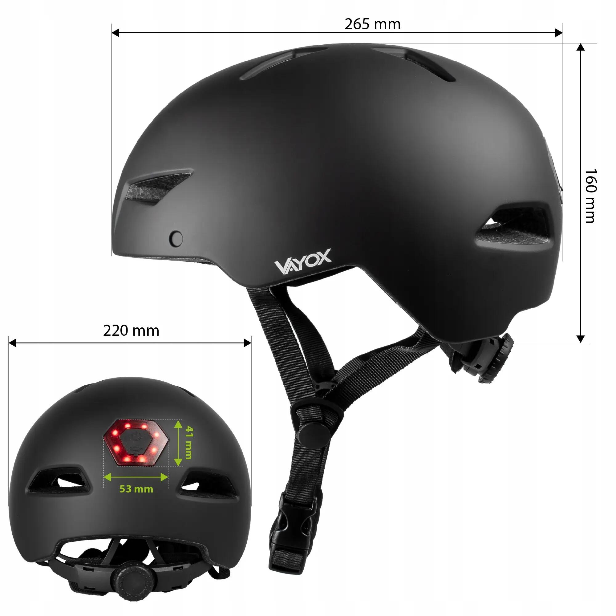 Casque Vayox Street VA0423 avec visière et LED 55-58cm 14/16