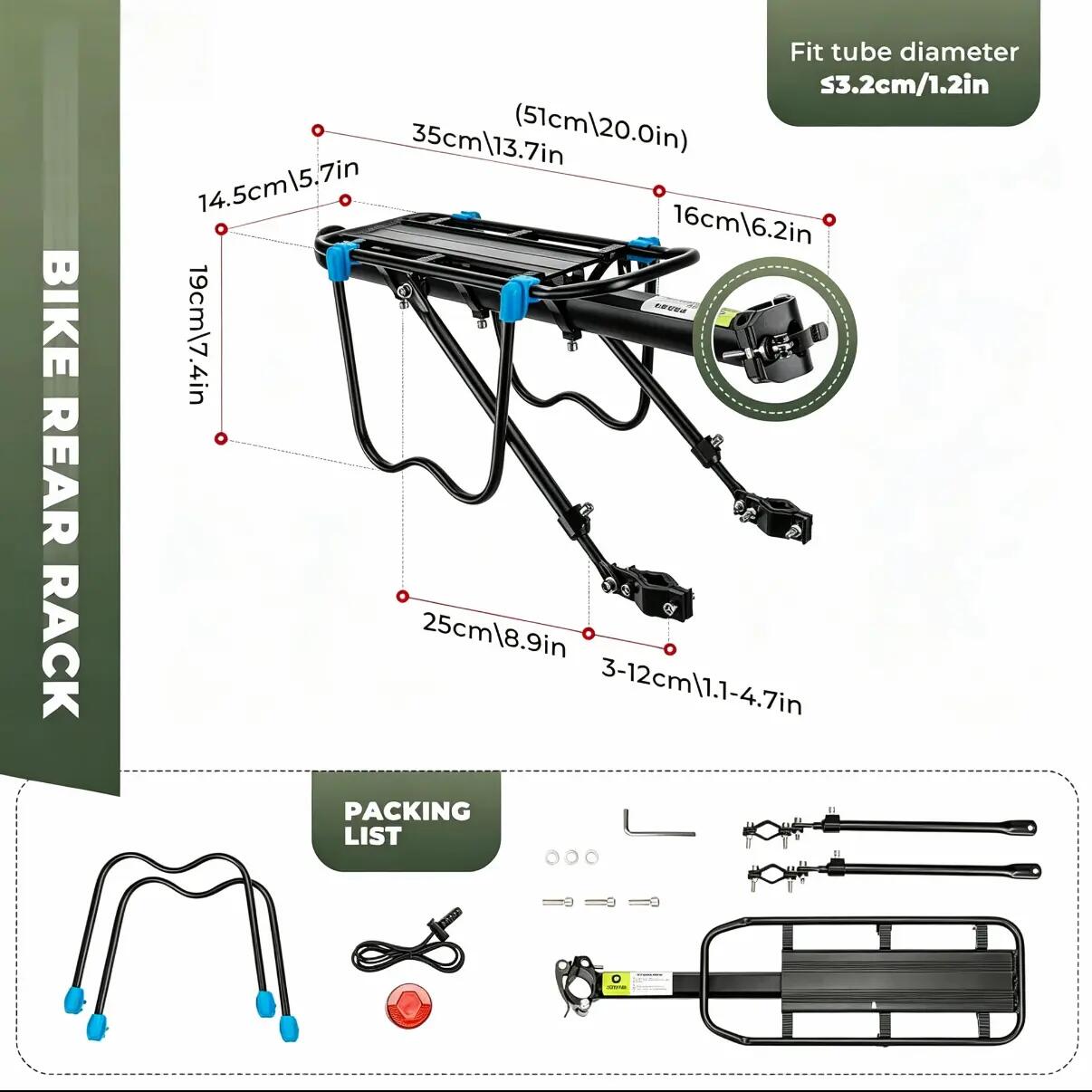Fahrradgepäckträger Aluminium 75kg Belastung Schnellspanner 2/7