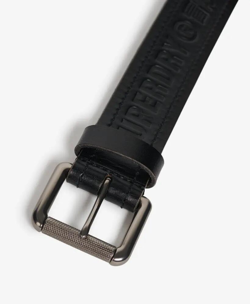 superdry Cintura Vintage in Pelle Buffalo con Logo - Nero 4/5