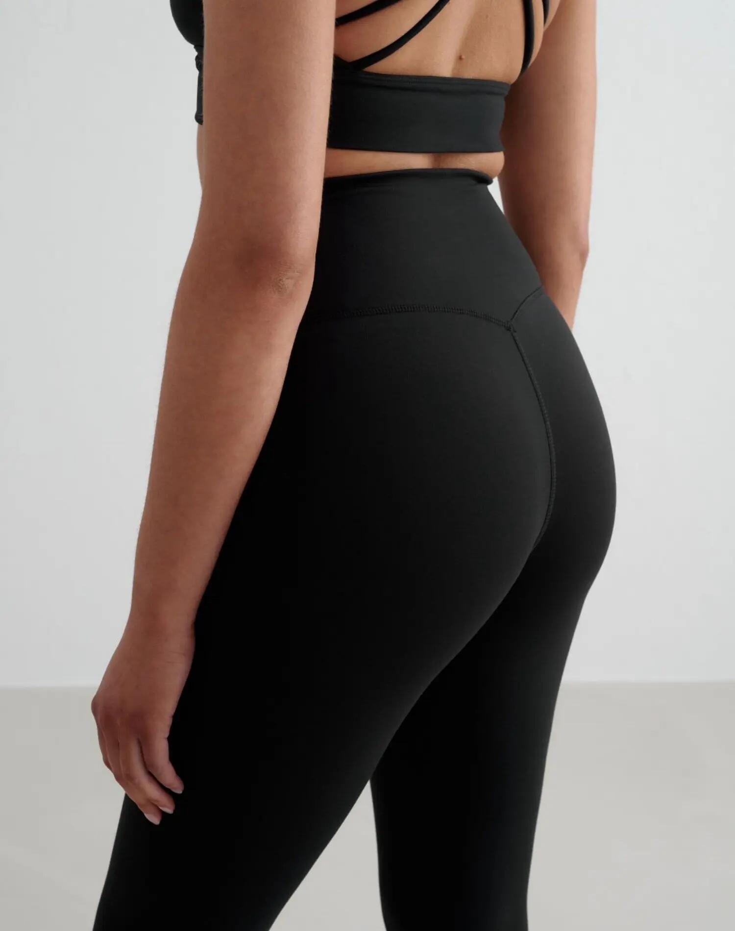 Damen Leggings Hoher Bund Schweißableitend squat proof Extralang Sense Schwarz 3/4