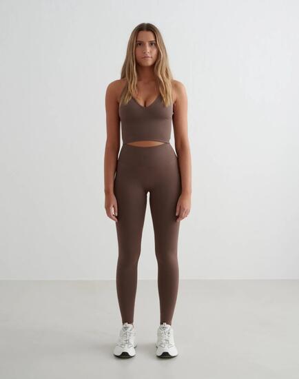 Femme Legging Taille Haute invisible scrunch Shape Seamless Long Brun Macchiato