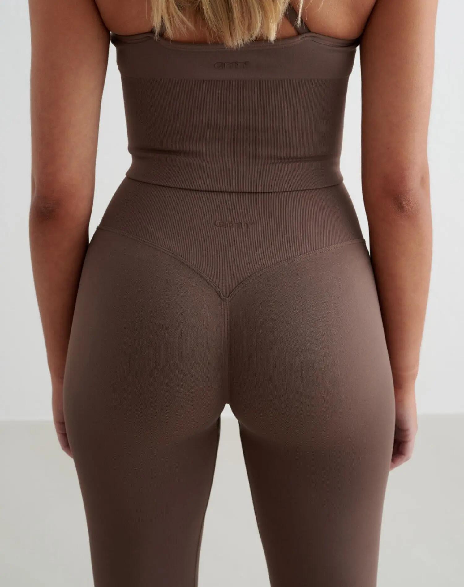 Mallas Mujer invisible scrunch Cintura Alta Shape Sin Costuras Tall Macchiato 3/4