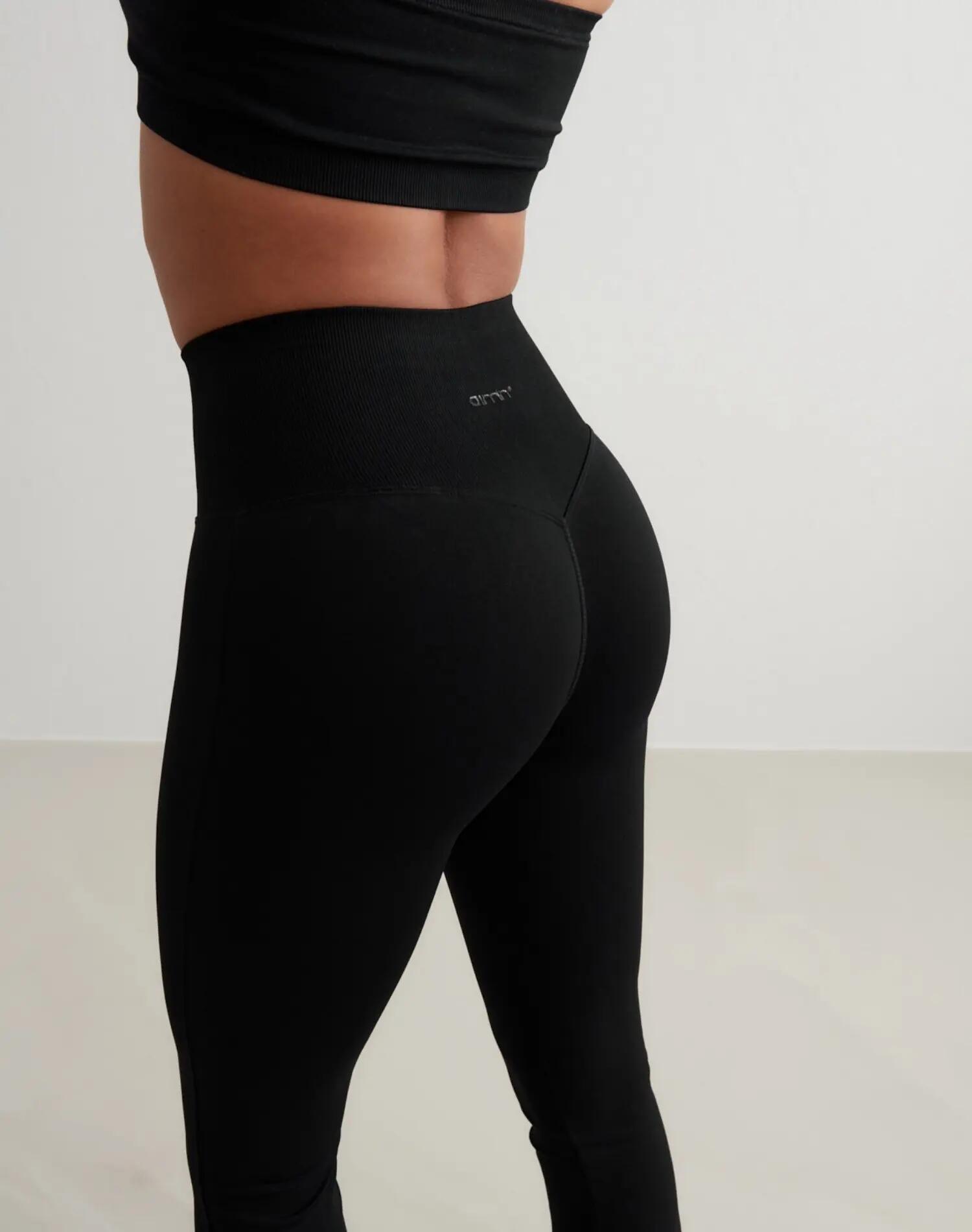 Damskie legginsy bezszwowe, rozszerzane, wysoki stan, wydłużone Shape czarne 3/5