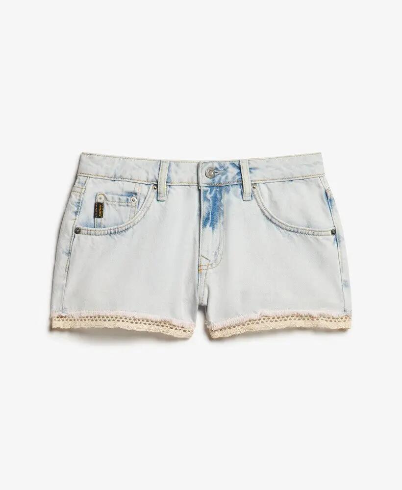 superdry Denim Hot Shorts - 100% Biologisch Katoen, Pale Icy Blue 7/7