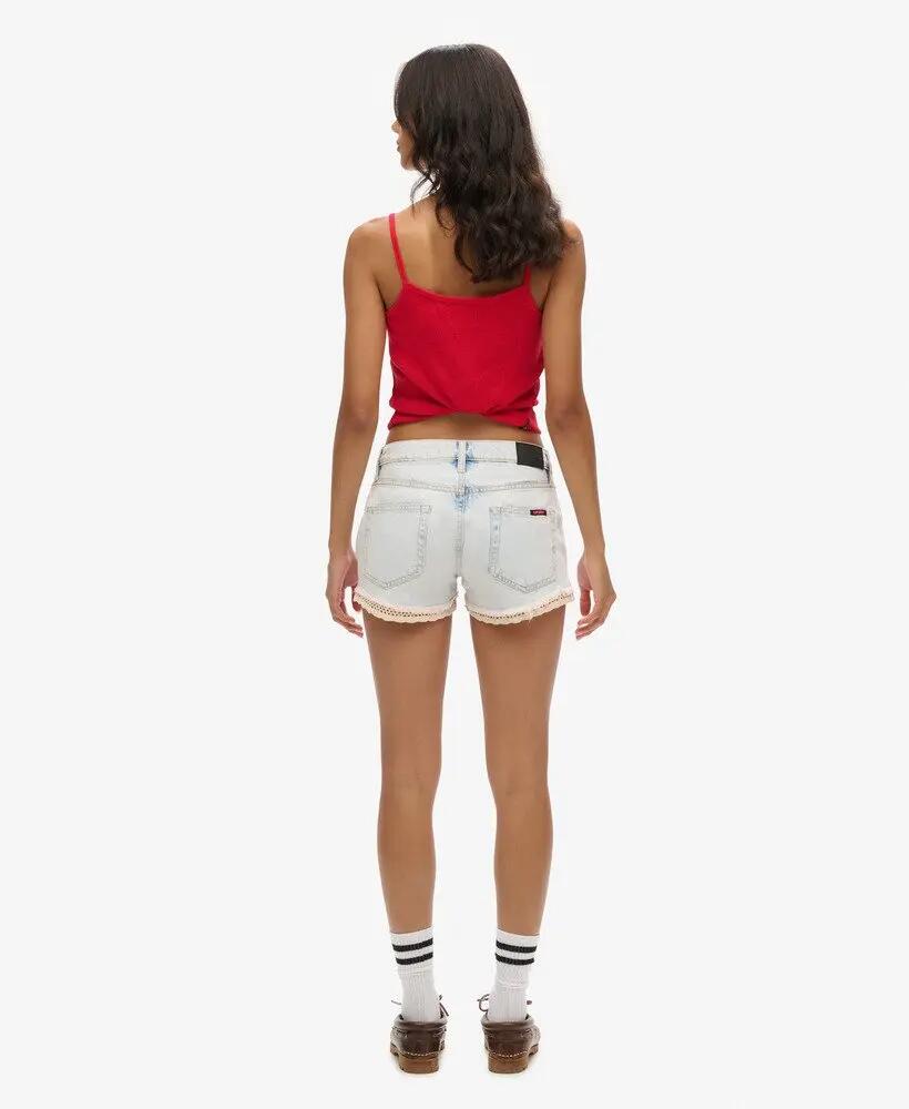 superdry Denim Hot Shorts - 100% Biologisch Katoen, Pale Icy Blue 5/7