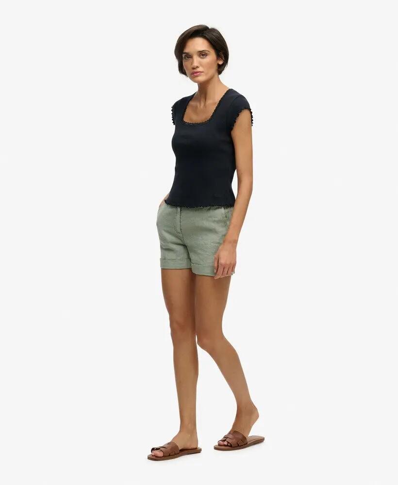 superdry Mid Rise linnen shorts – 100% linnen, lichtgewicht 4/7