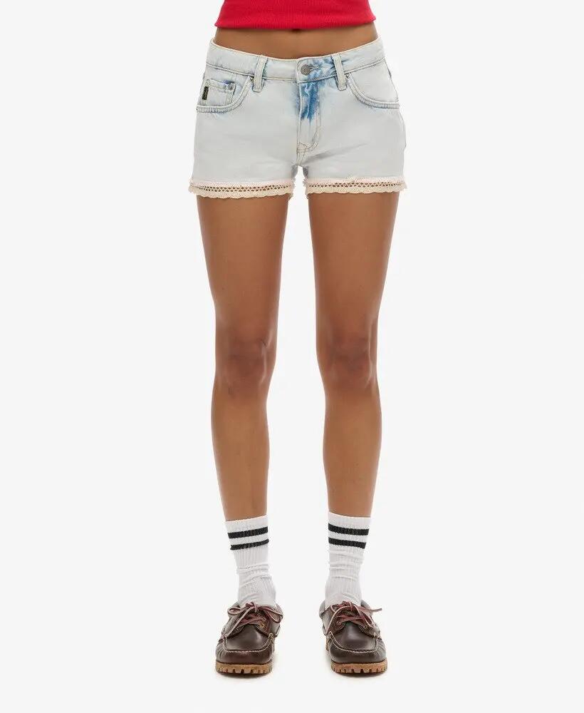 superdry Denim Hot Shorts - 100% Biologisch Katoen, Pale Icy Blue 3/7