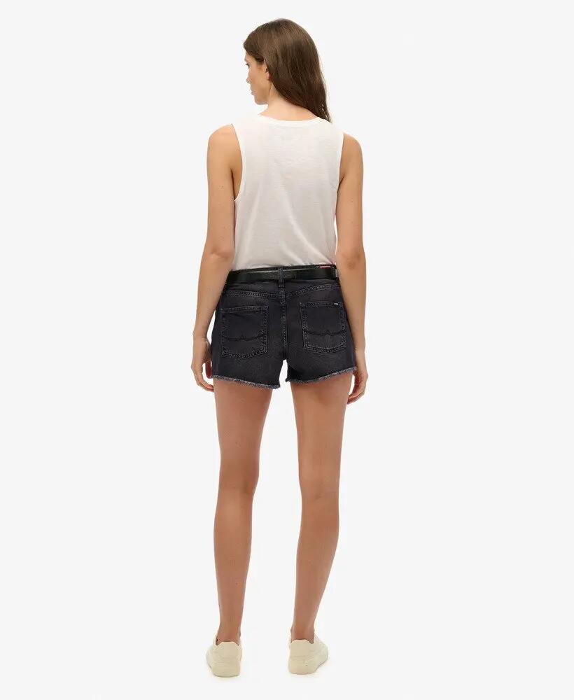 superdry Mid Rise Denim Hot Short - Roseland Washed Black 5/6