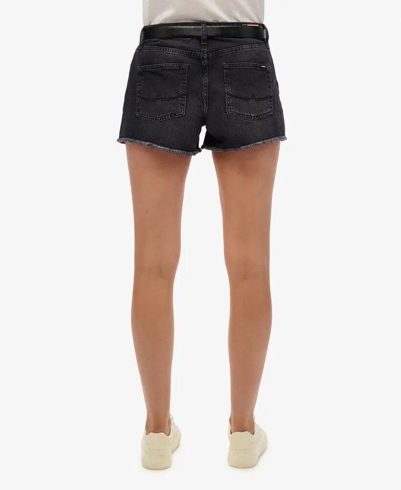 superdry Mid Rise Denim Hot Short - Roseland Washed Black 3/6