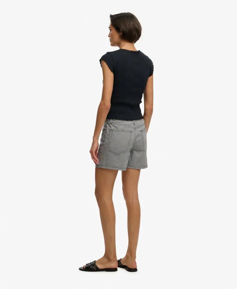 superdry Mid Rise Stripe Shorts - riscas Deep Navy 6/7