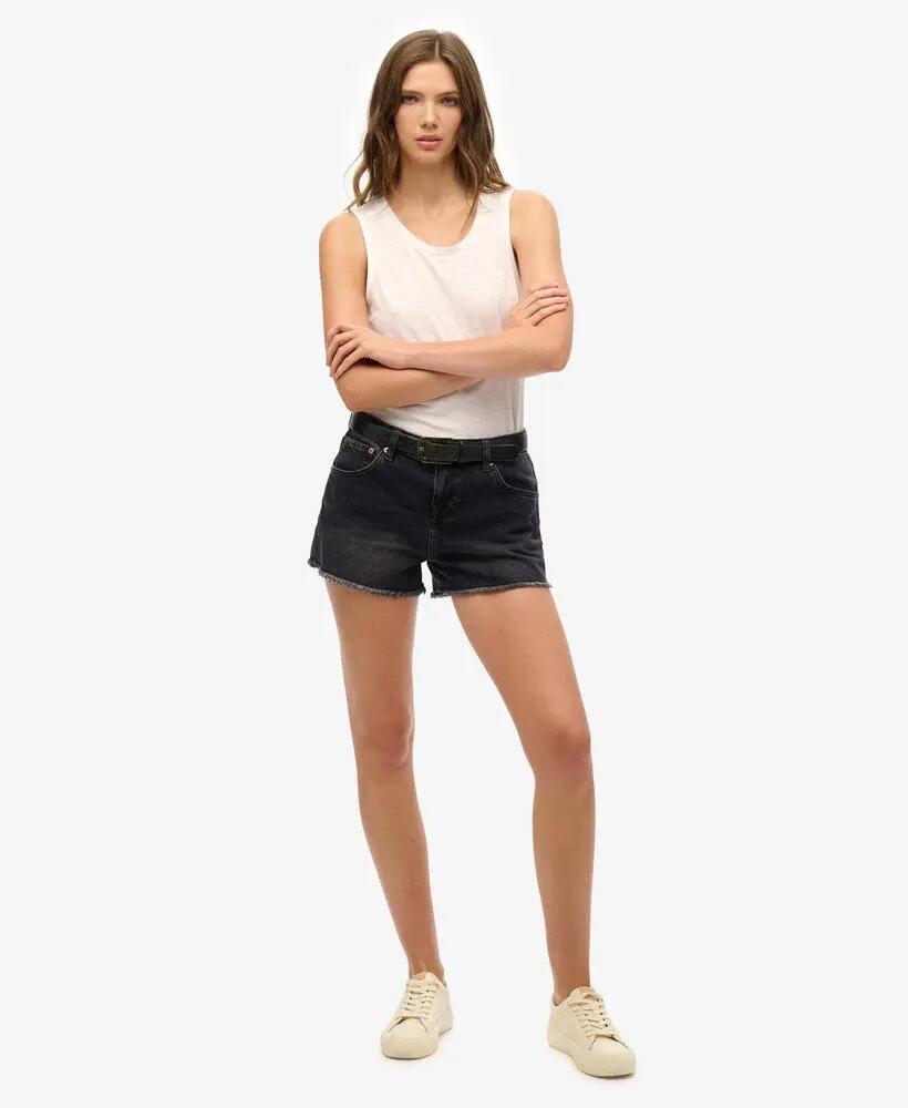 superdry Mid Rise Denim Hot Short - Roseland Washed Black 2/6