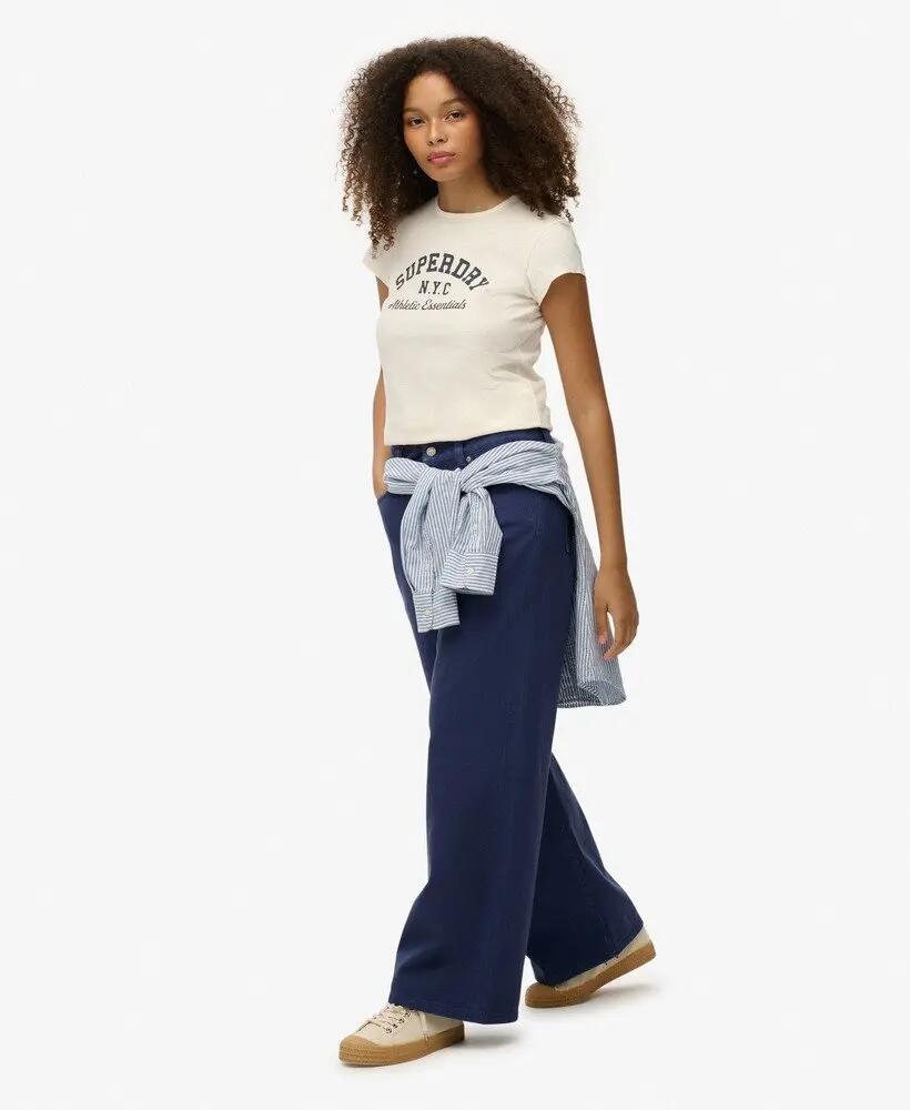 superdry Mid Rise Baggy Pants – corte largo e amplo, 100% algodão 5/7