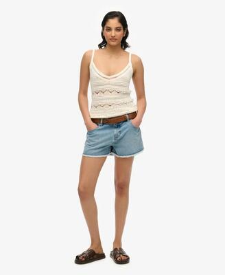 Superdry mid rise denim hot short van biologisch katoen
