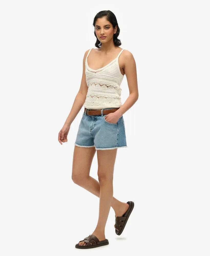superdry Mid Rise Denim Hot Short 5/7