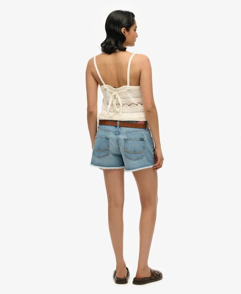 superdry Mid Rise Denim Hot Short 4/7