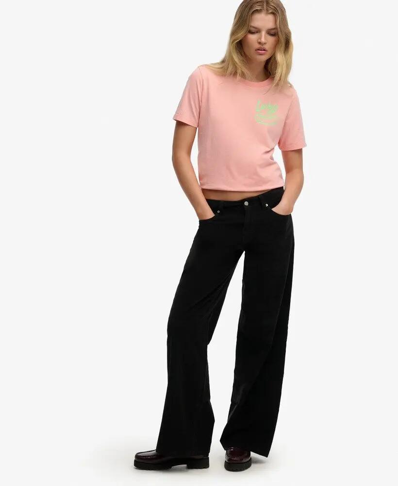 superdry Pantalon Mid Waist Baggy Mini en velours côtelé – taille mi-haute 2/6