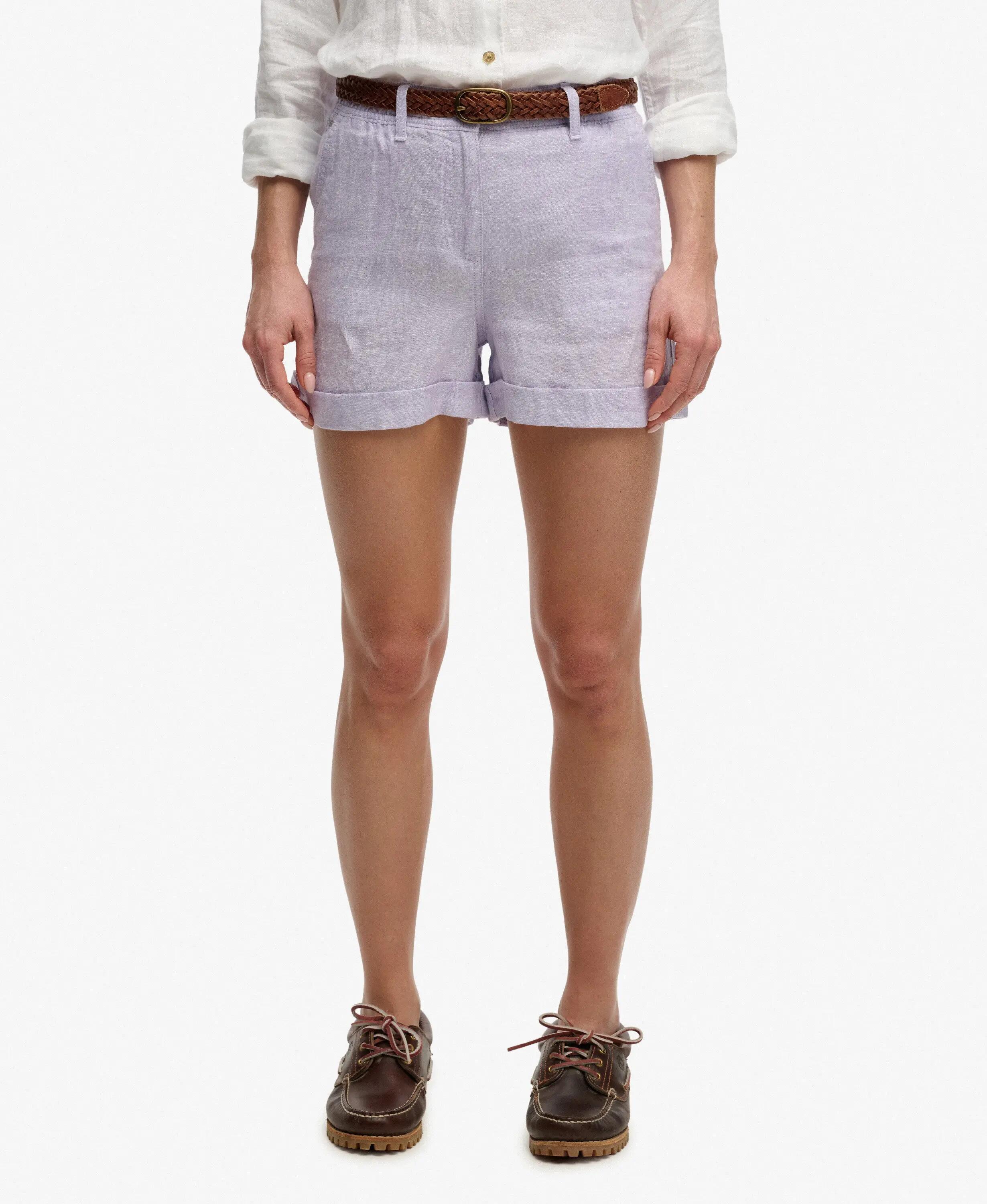 superdry Mid Rise Linen Shorts – 100% lino, vestibilità dritta 4/7