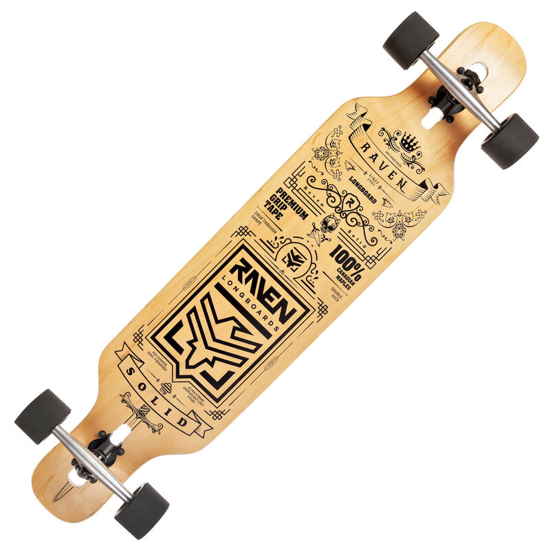 Longboard Skateboard Solid Holz/Schwarz