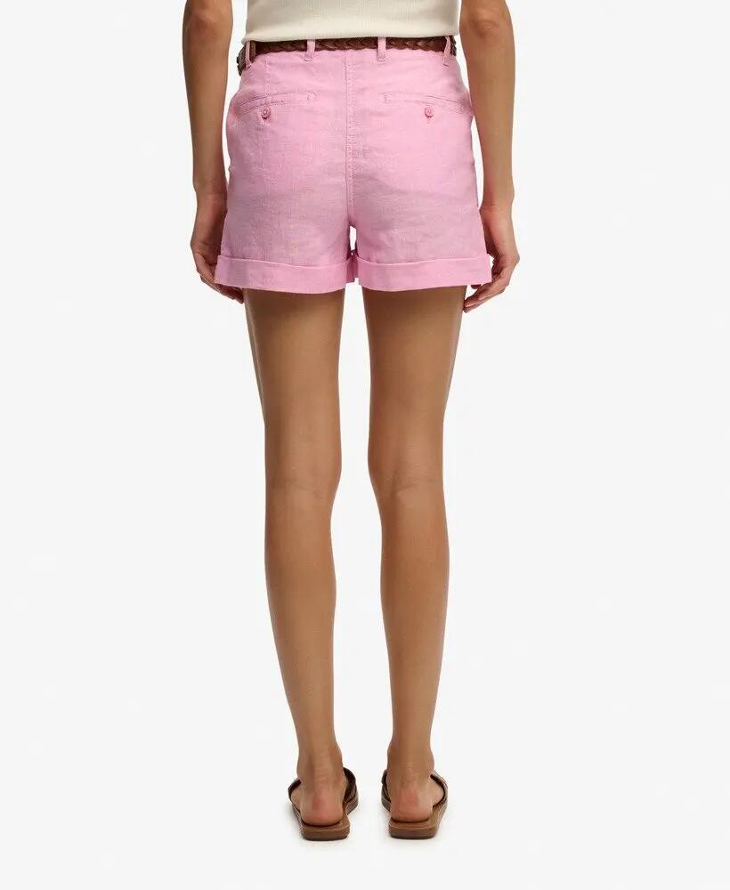 superdry Mid Rise Linen Shorts — Linho 100%, corte direito 5/7