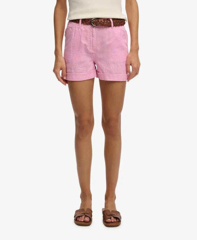 superdry Mid Rise Linen Shorts — Linho 100%, corte direito 4/7